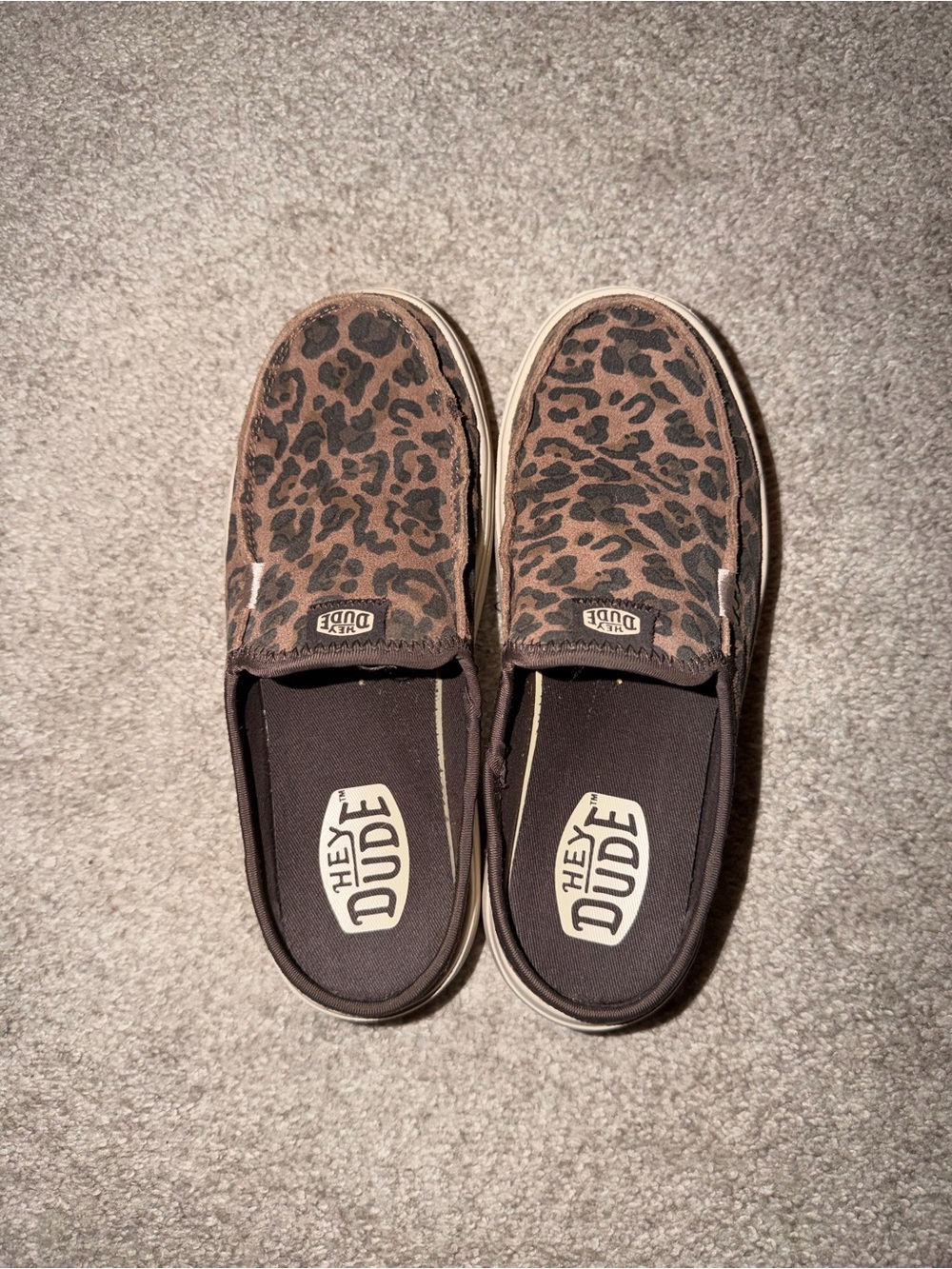 Hey Dude Women's Leopard Print Slip-On Mules - Brown and Black